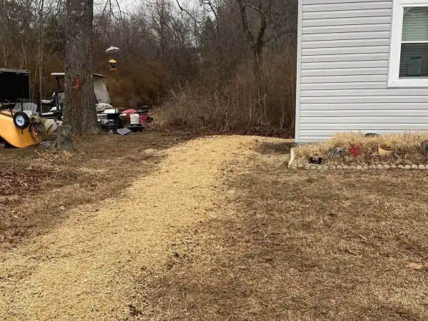 After: Water service trench backfilled up to the house.